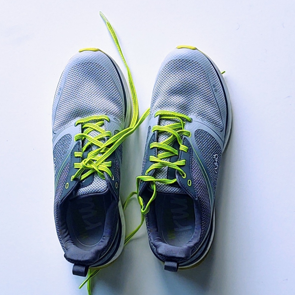 Ryka Women's Nite Run Running Shoe Reflective Light Grey/Lime/White